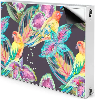 Produktbild von Magnet Heizkörper-Abdeckung Verkleidung Abdeckung Heizkörperabdeckung 100x60 cm - Bunte Papageien