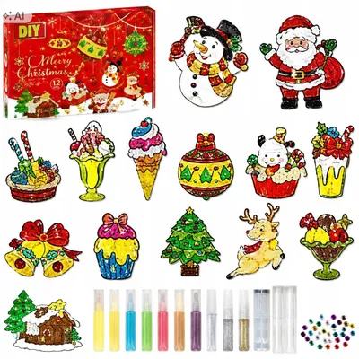 Produktbild von Meishang Diamond Painting Weihnachtsanhänger Bastelset 14 Designs