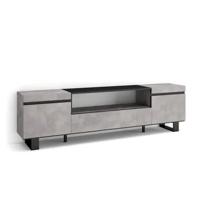 Produktbild von TV-Schrank, Lowboard, 200x35x57cm, Für TV-Geräte bis zu 80", Industriedesign, Zementgrau