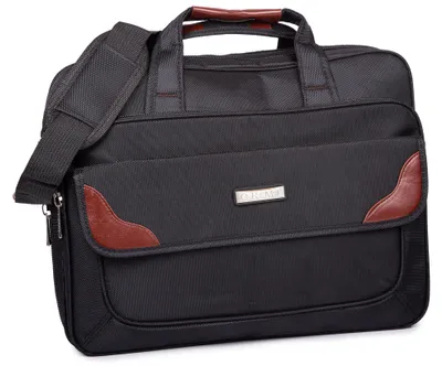 Zdjęcie produktu dla ORMI Duża Torba Męska Do Pracy Teczka Materiałowa Mocna A4 Na Laptopa Czarno-Brązowa