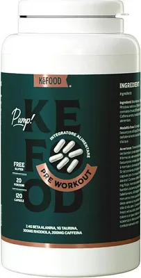 Produktbild von Kefood - Pre Workout Kapseln - Beta Alanin Taurin Rhodiola Koffein zuckerfrei