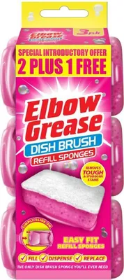 Produktbild von Elbow Grease | Spülschwamm Nachfüllpack - 3 Stück - Pink - Effektiv Gegen Hartnäckigen Schmutz - Langlebig Und Schonend
