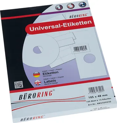 Produktbild von Büroring Etiketten, A4, 105 x 48mm, 1200 Etiketten