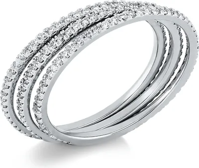 Produktbild von Ring 3 Ringe aus 750 Gold Weißgold 153 Brillanten 0,59ct TW-SI B:5mm, Ringgröße:Innenumfang 54mm  Ø17.2mm