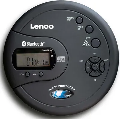 Zdjęcie produktu dla Lenco CD-300BK - Przenośny odtwarzacz CD-MP3 Bluetooth® z funkcją antywstrząsową - czarny
