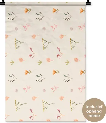 Produktbild von MuchoWow® Wandteppich Wandbehang Blumen - Muster - Pflanzen 60x90 cm Tapisserie Dekoration Wandtuch - Foto-Teppich - Abwaschbar