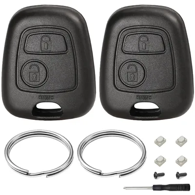 Immagine prodotto di 2 custodie per chiavi auto, compatibili con Peugeot e Citroën, con 2 pulsanti, utilizzabili come ricambio