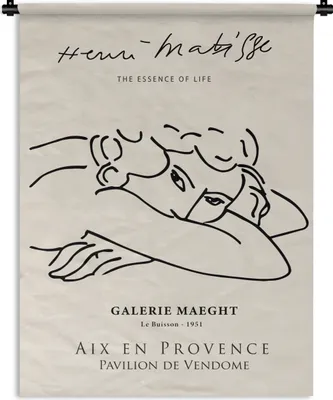 Produktbild von MuchoWow® Wandteppich Wandbehang Matisse - Frau - Porträt - Strichzeichnung 90x120 cm Tapisserie Dekoration Wandtuch - Wanddeko