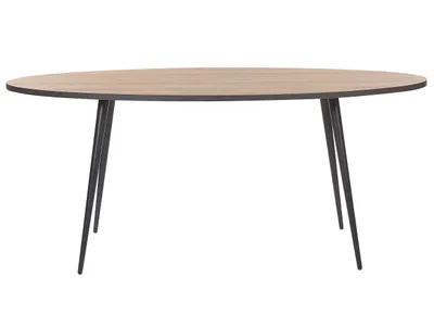 Zdjęcie produktu dla BELIANI Stół do jadalni ciemnobrązowy z czarnym 180 x 90 cm owalny blat metalowe nogi dla 8 osób styl nowoczesny retro