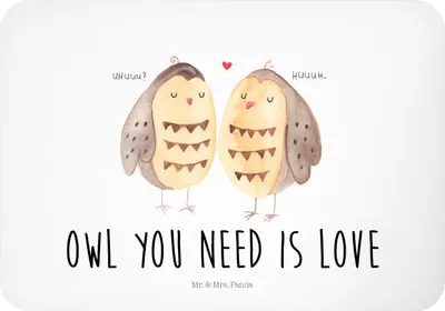 Produktbild von Mr. & Mrs. Panda magnet Eulen Liebe - Weiß - Geschenk, Pinnwandmagnet, Eule, whiteboardmagnet, Kühlschrankmagnet, Notizhalter, Paar, Liebesspruch, zettelhalter