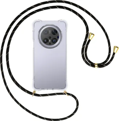 Produktbild von Handykette Backcover-Schutzhülle mit Band (Metall goldfarben) für Huawei Mate 70 Pro - schwarz/gold