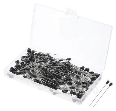 Tränenförmige Perlenkopfstecknadeln, 300 Stück, 4,6 cm, schwarz