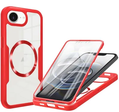 Obrázek produktu pro Pouzdro na mobilní telefon Apple iPhone 17e / 16e, celoplošné, 360 stupňů, akrylátové hybridní TPU, červené