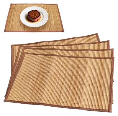 4 Bambus Platzsets, hitzebeständig, 30x45 cm, Kohlefarbe