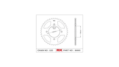 Produktbild von RK Kettenrad "6860" 530, Stahl, silber 34 Zähne