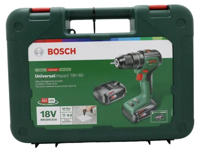 Produktbild von Akku-Bohrschrauber UniversalImpact 18V-60, 2 x Akku PBA 18V 2.0Ah, Tragekoffer