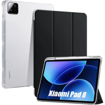 Image de Coque pour Xiaomi Pad 8 / 8 Pro, Protection Antichoc Coins Renforcés Noir avec Porte-Stylet