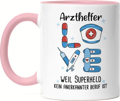Produktbild von Ich Bin Arzthelfer Weil Superheld Kein Anerkannter Job Ist Tasse Rosa Geschenk Danke Sagen