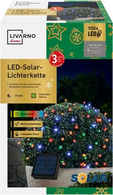 Produktbild von Livarno home LED-Solar Lichterkette 8 Lichteffekte mit Memory-Funktion Bunt