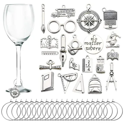 Immagine prodotto di Portachiusa a forma di bicchiere da vino, confezione da 21 pezzi, segnaposto per bevande, design con chiusura a scatto, decorazioni per feste