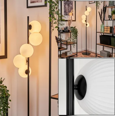 Produktbild von Garaguso Stehlampe aus Metall/Riffelglas in Schwarz/Weiß