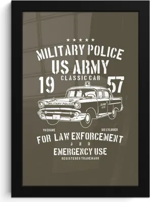Produktbild von MuchoWow® MuchoWow® Gerahmtes Poster Mancave - Polizei - Auto - Braun - Vintage 20x30 cm - Poster mit zchwarzem Bilderrahmen - Drucken - Bilder Poster im Rahmen