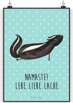Produktbild von Mr. & Mrs. Panda Bild Stinktier Yoga DIN A5 - Türkis Pastell - Geschenk, Namaste, Plakat, Wandbild, wanddeko, Kunstdruck, Raubtier, Liebe, Wanddekoration, Wildtier
