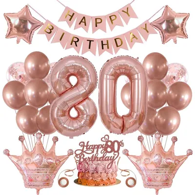 80. Geburtstag Dekoration Roségold Ballonset 24-teilig