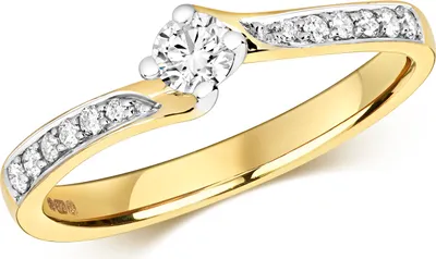 Produktbild von Funkelndes Feuer 9 Karat (375) Gold Solitär Verlobung Damen - Diamant Ring Brillant-Schliff 0.32 Karat H - I1, 50 (15.9); TRS321409KYRSK
