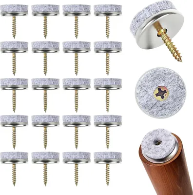 Produktbild von 50 Filzgleiter mit Schrauben für Möbelbeine, Dicke Pads für Stühle und Tische – Schutz für Parkett, Laminat und Fliesen (20mm)