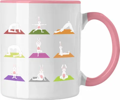 Produktbild von Trendation - Hasen Yoga Tasse Lustig Geschenk Häschen Yoga-Posen Sport Geschenkidee Sport (Rosa)