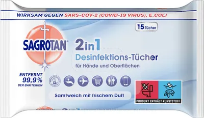 Produktbild von Sagrotan 2in1-Desinfektionstücher 15 Stück