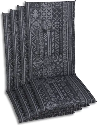 Produktbild von GO-DE Textil, Sesselauflage Hochlehner, 4er Set, Farbe: grau, Maße ca.: 118 cm x 48 cm x 5 cm, Rückenhöhe: 70