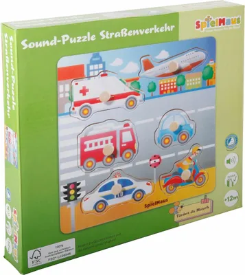 Image de SpielMaus Puzzle sonore en bois Trafic routier