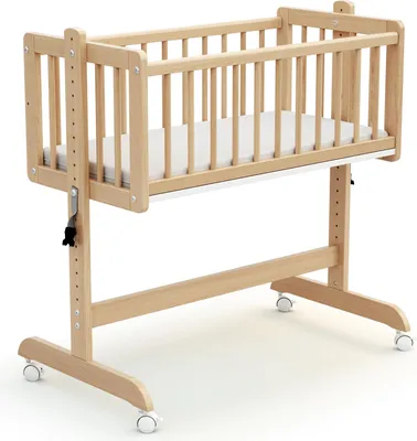 Immagine prodotto di AT4 - Culla co-sleeping evolutiva NINO legno - Faggio verni - 40 x 80 - 88 x 52 x 90 cm
