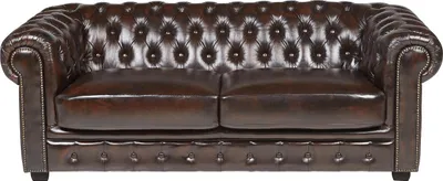 Produktbild von Chesterfield Ledersofa 3-Sitzer - 100% Büffelleder - Braun - BRENTON