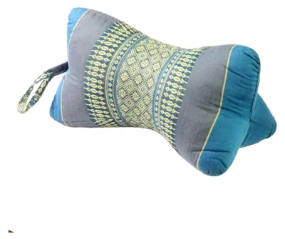 Produktbild von Kapok Nackenkissen Reisekissen Flugkissen Nackenstütze Kissen Stern Form Naturmaterialien Thaikissen30 cm Thai-Motiv Türkis