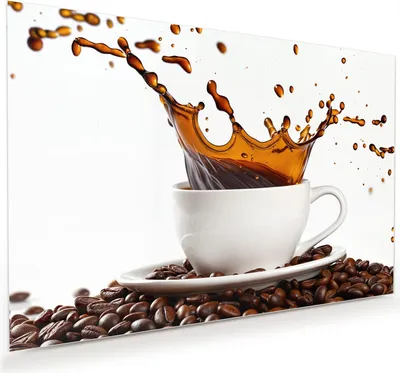 Produktbild von Glasbild 75x50cm in XXL für Wohnzimmer, Schlafzimmer Motiv Kaffeespritzer