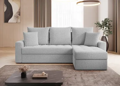 Produktbild von AX LIVING Karaman Schlafsofa mit Bettkasten Schlafsofa Hellgrau 238 cm