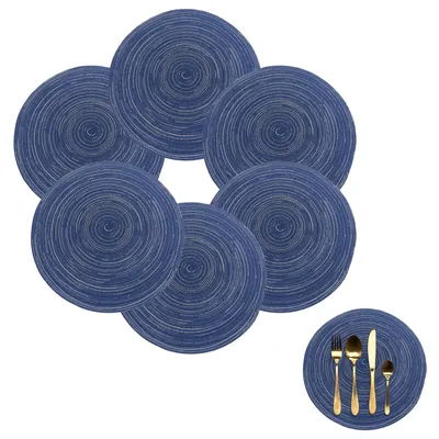 Produktbild von MODFU Platzsets Abwaschbar 6er Set, Baumwollfaden rutschfest Tischsets Platzdeckchen Abgrifffeste Hitzebeständig, Placemats Platz-Matten für Küche Speisetisch Blau