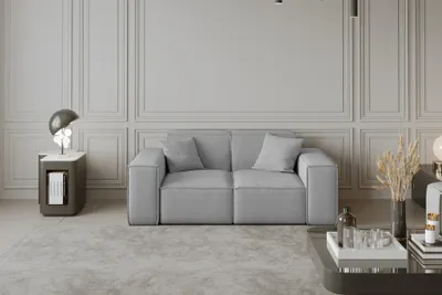 Produktbild von Sofa Designersofa CELES 2-Sitzer in Stoff Opera Velvet Hellgrau