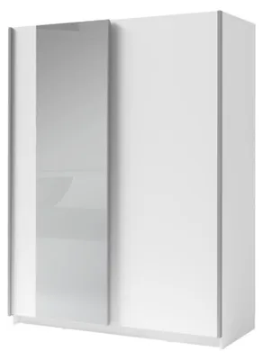 Image de Armoire GOZU 181 cm avec 2 portes coulissantes et miroir – Blanc