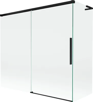 Produktbild von Mexen Rox L Badewannenabtrennung 2-flügelig verschiebbar 170 + 80 x 150 cm, transparent, schwarz - 8C9L-170-080-70-00