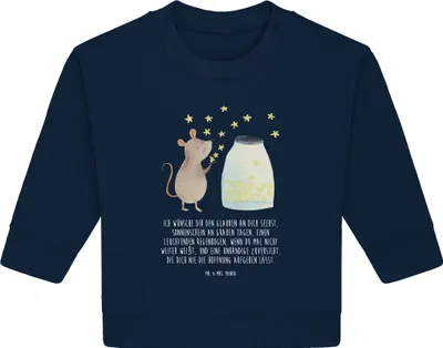 Produktbild von Mr. & Mrs. Panda Organic Baby Pullover Maus Sterne 24. - 36. Monat - French Navy - Geschenk, Lustige Sprüche, Schwangerschaft, Hoffnung, Wunsch, Geburtstag, Bullover