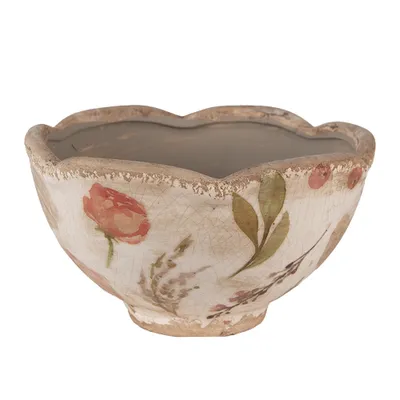Produktbild von Clayre & Eef Blumentopf Ø 16x9 cm Beige Rosa Keramik Blumen