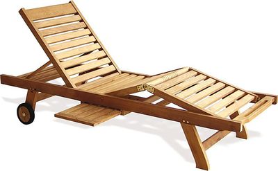 Teako Design Gartenliege Enna aus FLEGT-lizenziertem Teakholz mit Ablage, ca. 200 cm lang