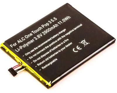 Produktbild von Akku für Alcatel One Touch Pop 3 (5.5) Li-Pol 3,8 Volt 2900 mAh schwarz.