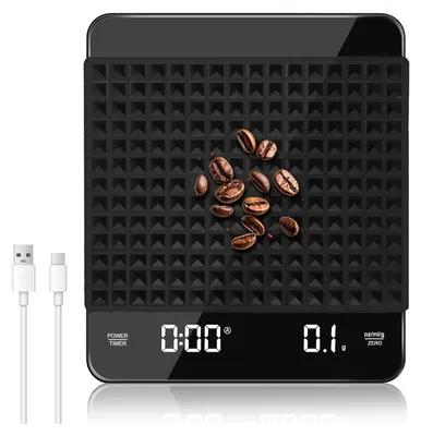 Produktbild von Digitale Kaffeewaage mit Timer, Espressowaage 3 kg/0,1 g Präzisionswaage, wiederaufladbare Küchenwaage mit LED-Anzeige