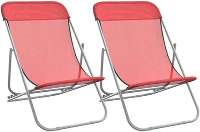 Imagen del producto de Conjunto de 2 sillas plegables para playa, color rojo, ideales para jardín o piscina