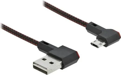 Produktbild von Delock EASY-USB 2.0 Kabel Typ-A Stecker zu EASY-USB Typ Micro-B Stecker gewinkelt links / rechts 0,2 m schwarz